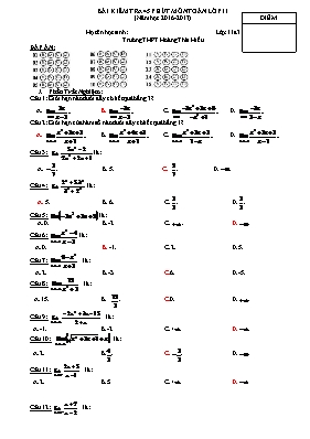 Bài kiểm tra 45 phút môn Toán lớp 11 (năm học 2016 - 2017)